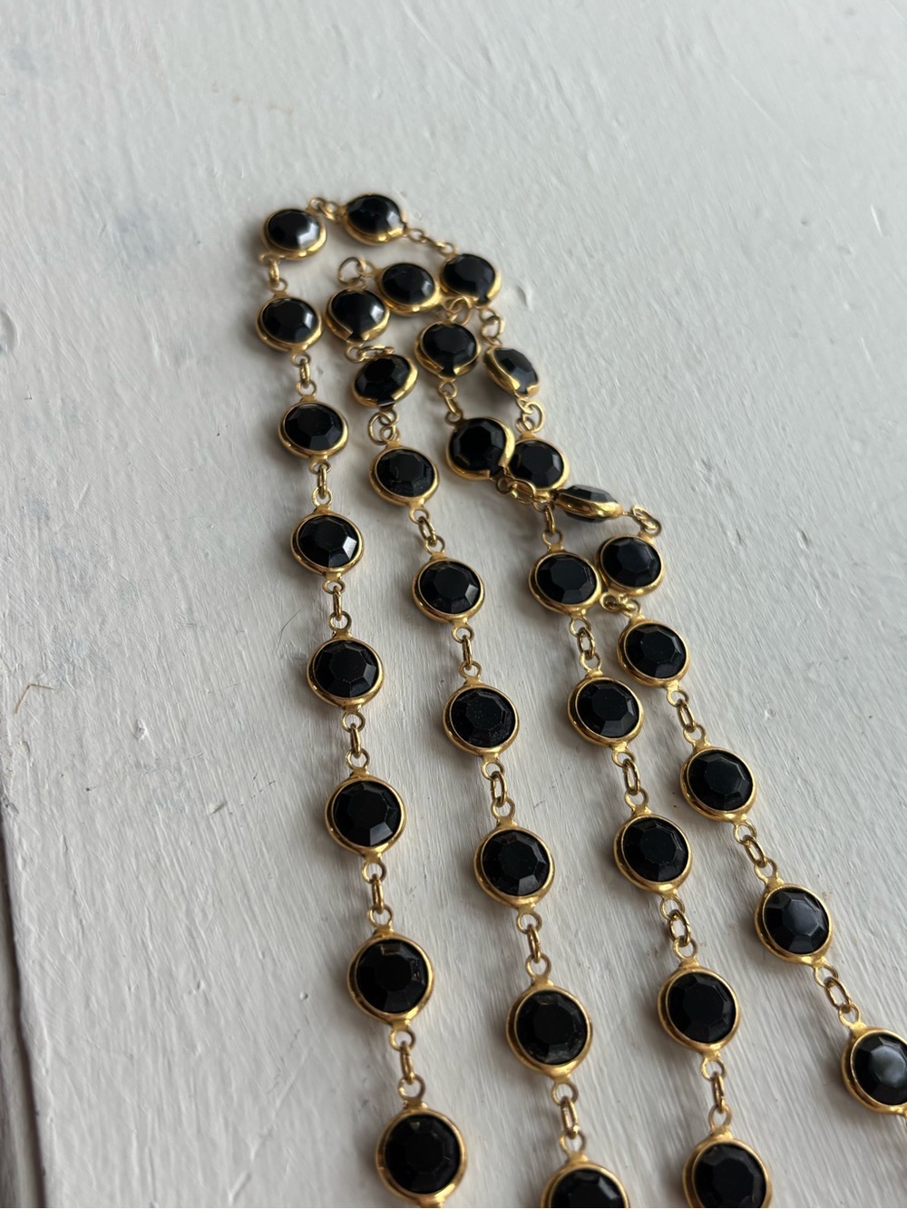 Swarovski Black Crystal Gold Tone Long Station Necklace - Picture 4 of 5